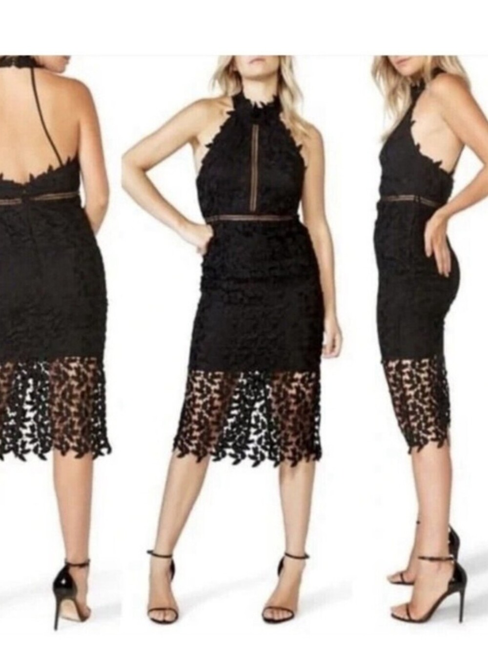 Bardot Lace Illusion Halter Dress Size 6 Nwot